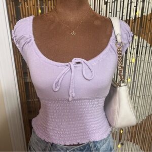 Bar III Light Purple Ruched Crop Top